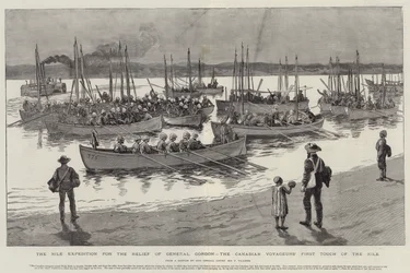 Wyprawa na Nilu na odsiecz generałowi Gordonowi, pierwsze dotknięcie Nilu przez kanadyjskich podróżników